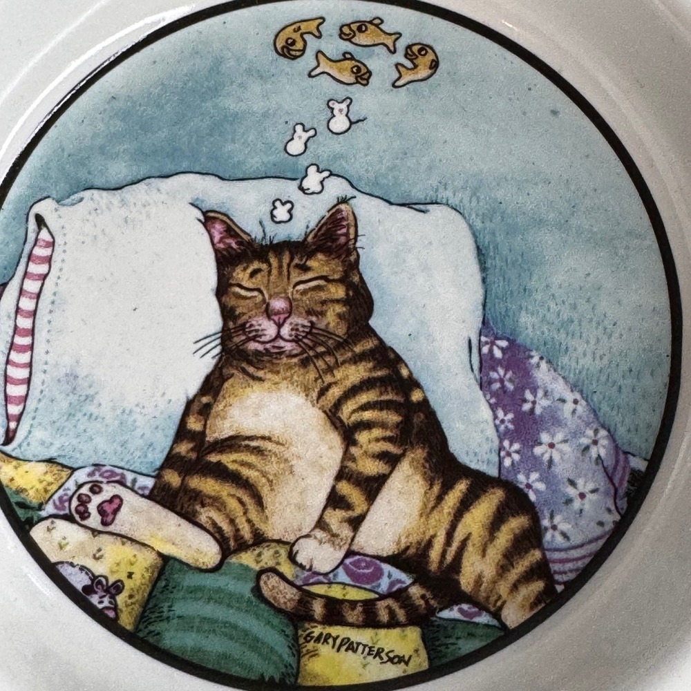 VTG 90s Gary‎ Patterson Fat Cat Plate Decorative Bowl Cat Lover Gift 7" Y2K